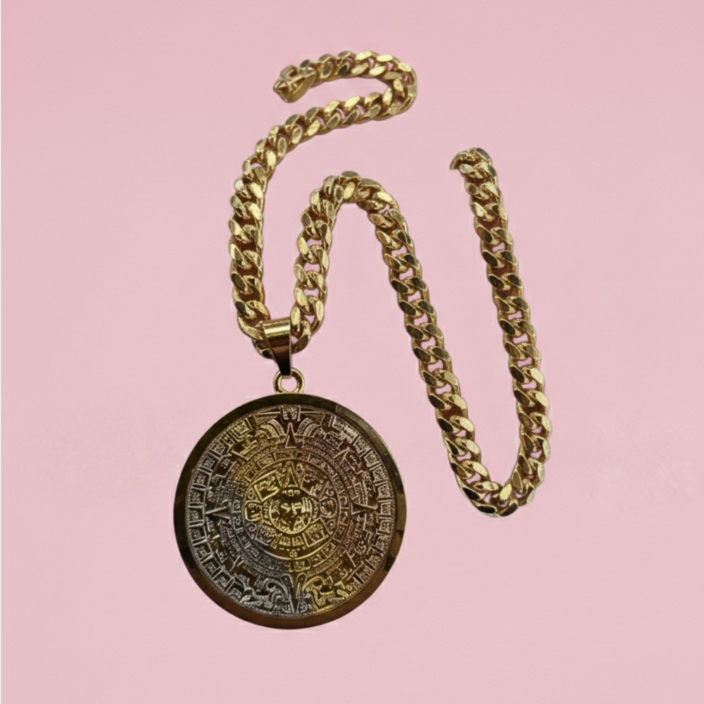 Aztec Calendar Meddalion Chain